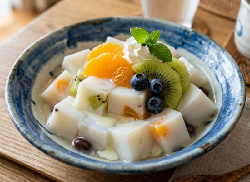 フルーツ沢山の牛乳寒天