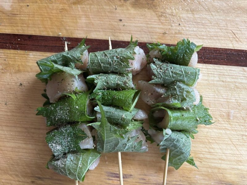 ササミの大葉巻_串焼き_焼く前